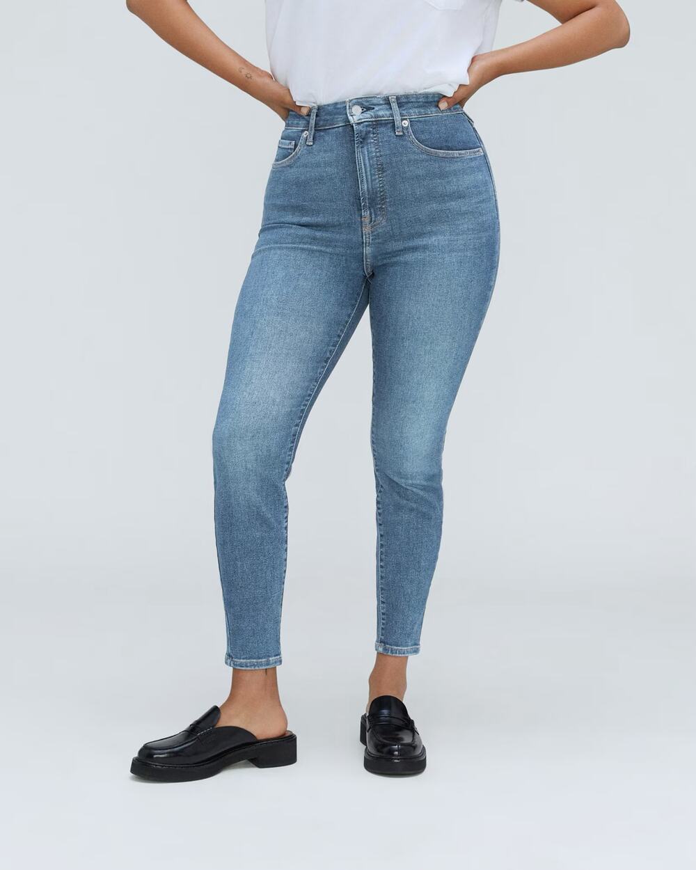 Everlane The Way High Hourglass Skinny Jean In Faded Blue Wash Size 34 Regular